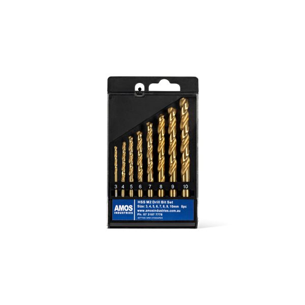 TIN COATED 8 PIECE DRILL SET